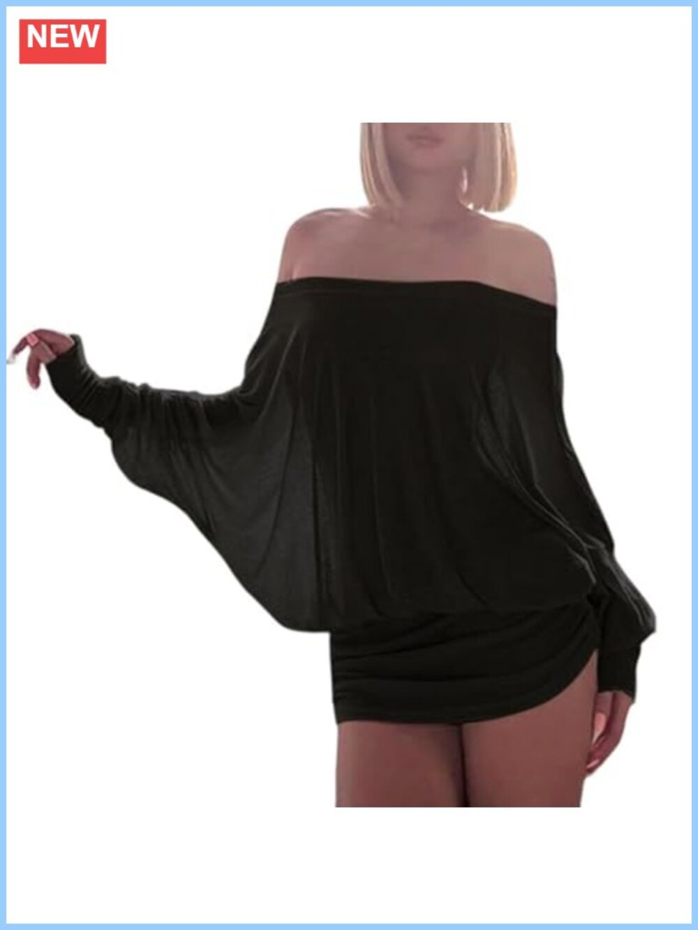 Off Shoulder Batwing Sleeve Ruched Bodycon Mini Dress